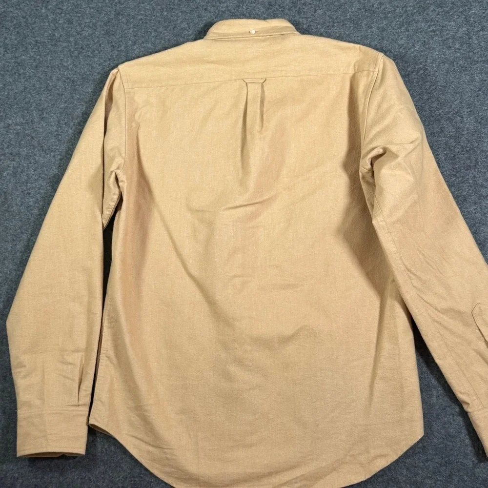 Gustin Mens Tan Cotton Button Down Shirt Made in USA Size M Classic Fit LS